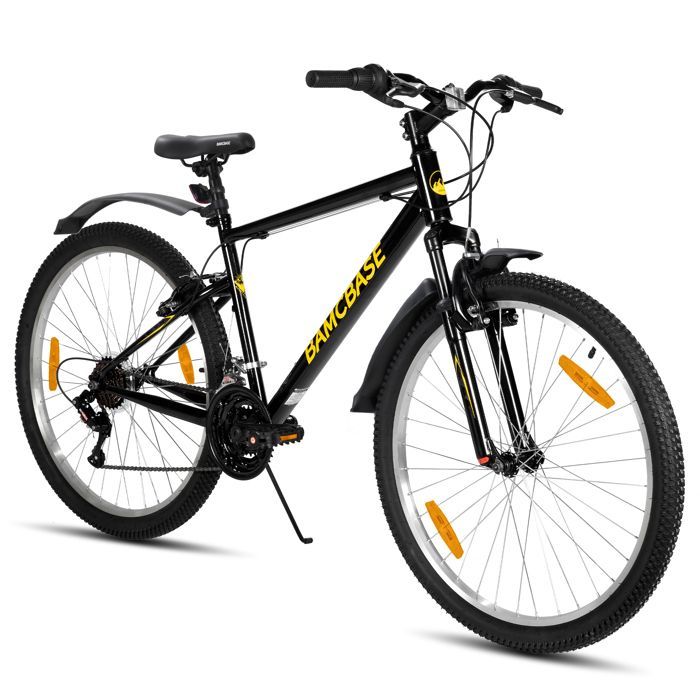 Hiland 26 Pouces Vélo VTT , 18 Vitesses Unisexe/Adulte, Cadre en Acier au Carbone , Pour Ville et Loisirs, Freins en V，Noir