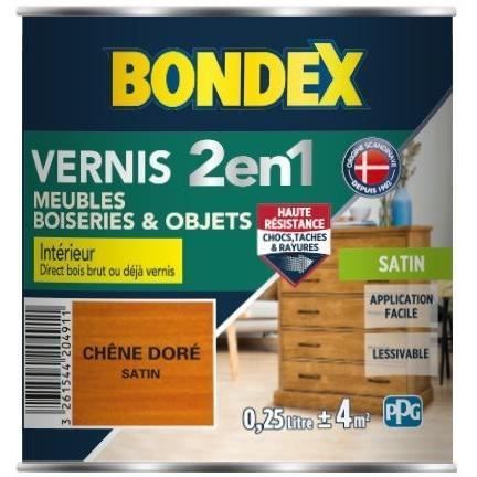 BONDEX Vernis à bois intérieur et extérieur - Chene doré satin - 0,25L