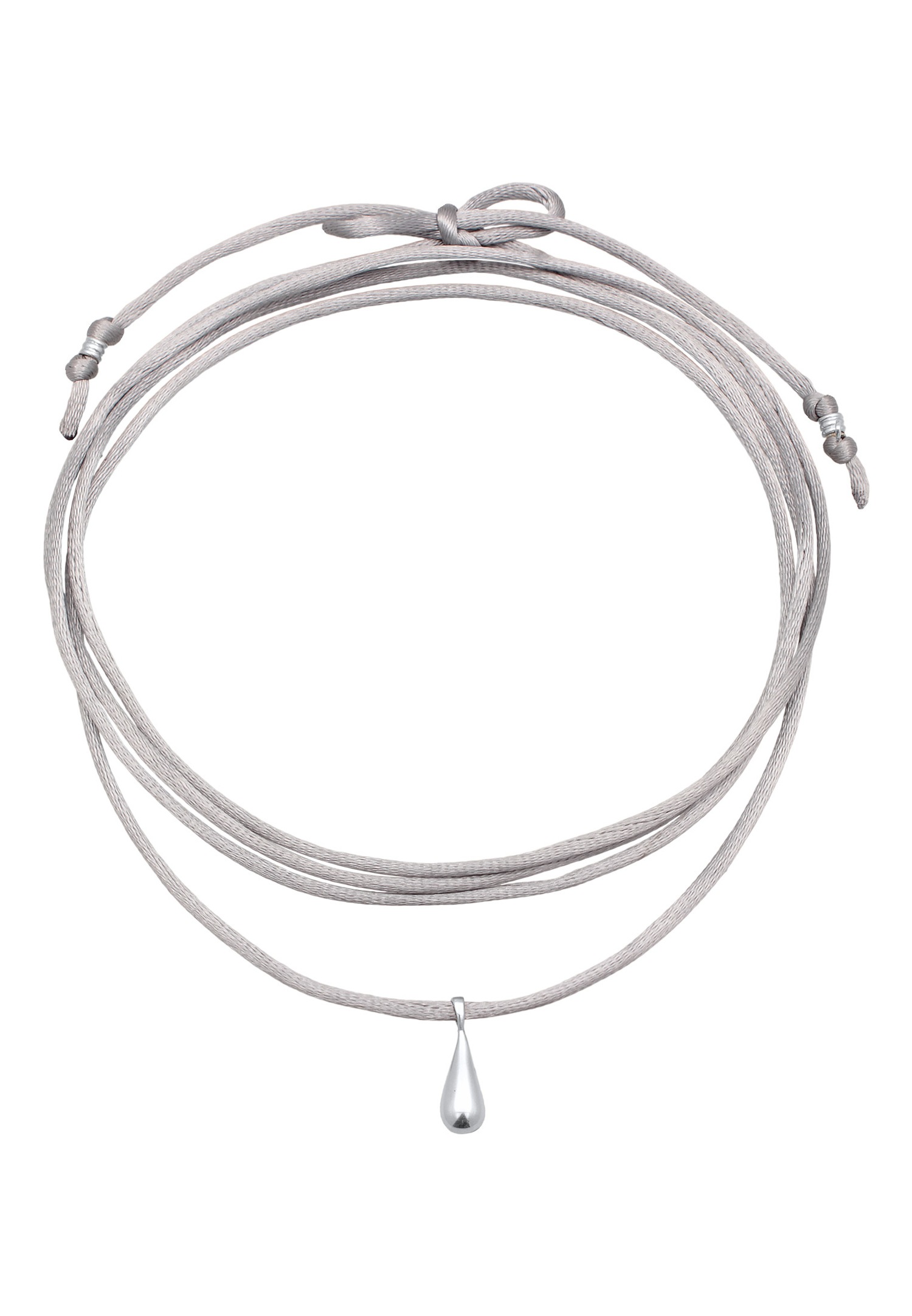 Elli Femmes Choker Goutte Pendentif avec satin gris en Argent Sterling 925