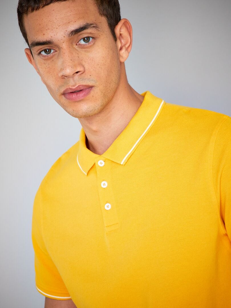 Camisa polo de algodão piqué - AMARELA