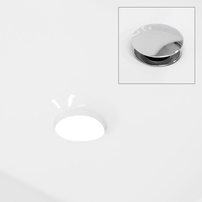 Lavabo de encimera ECD Alemania para baño - Ø 400x147 mm - Cerámica - Redondo - Blanco - Lavabo para inodoro