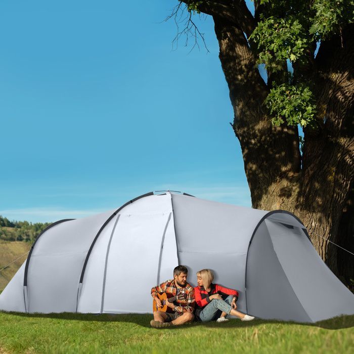 Outsunny - Kampeertent - Oxford-stof - 590x245x193cm - Grijs