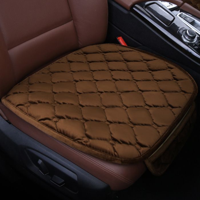 Coprisedili per auto in peluche (2 pezzi) - Protezioni universali per auto, casa, ufficio e sedie (marrone)