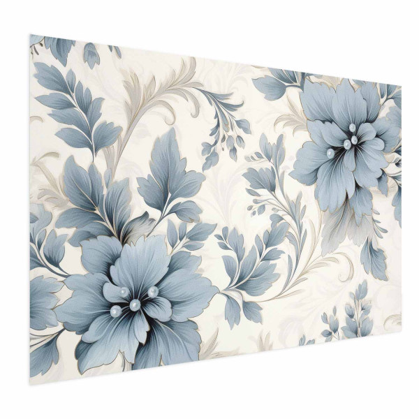 Plakat Turkusowe retro kwiaty 30x21 cm