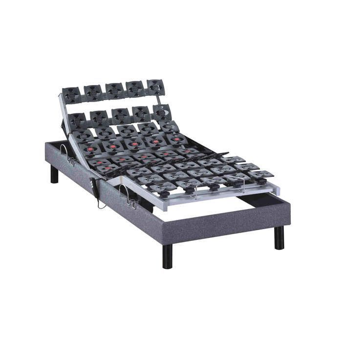 Base de cama eléctrica ajustable con somier de láminas, tejido gris claro, 90x200 cm - Gris - 5 años de garantía - Someo