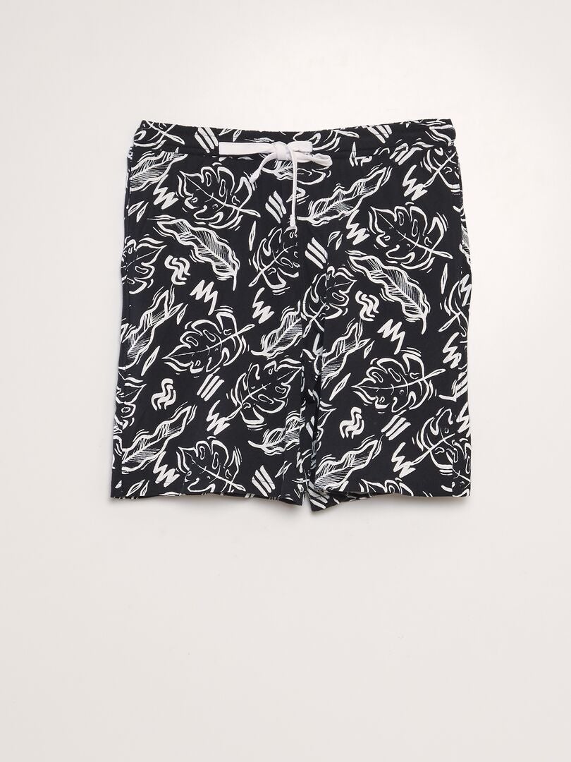 Conjunto de pijama de camiseta y pantalón corto - 2 piezas - NEGRO