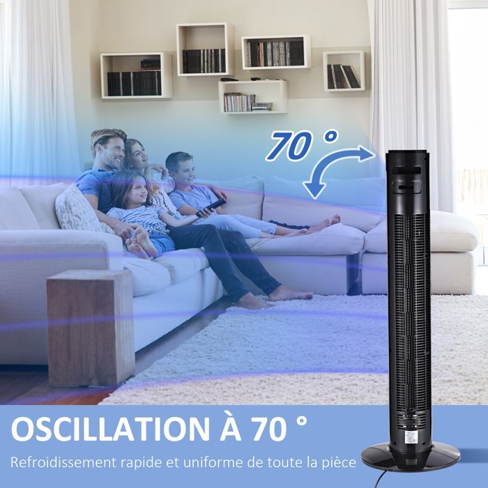 HOMCOM - Ventilador - Plástico - 32x32x96cm - Negro