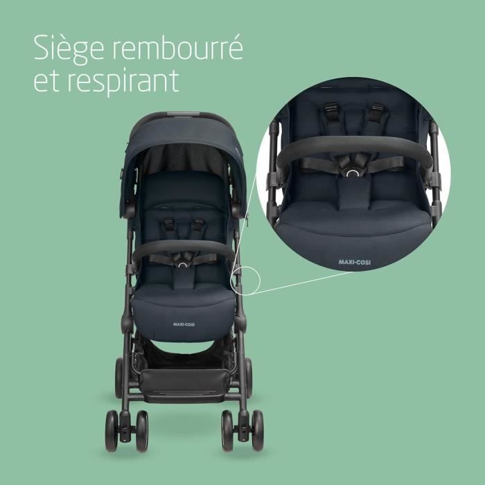 MAXI-COSI Poussette canne ultra compacte Lara 2, de la naissance à 4 ans, jusqu'à 22 kg, pliage facile, Essential Graphite