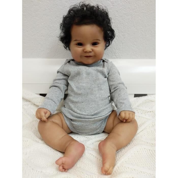 Poupée Bébé Reborn Complète 50cm - RUMOCOVO - Peau Noire - Cheveux Enracinés À La Main