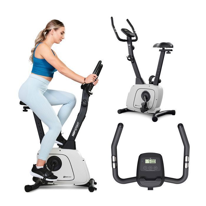 Hop-Sport Connected Exercise Bike, 8 Levels of Magnetic Resistance HS-3000H Nexon, Bluetooth and Kinomap, Max. 120 kg, Grey
