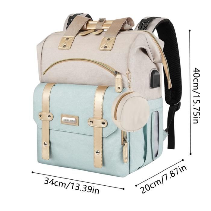 KENLUMO Sac à Dos à Langer avec Matelas à Langer pour Bébé – Sac de Voyage Grande Capacité Sac à Couches Multifonction Imperméable