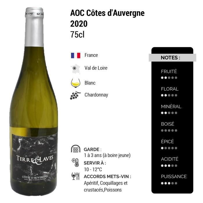 Côtes d'Auvergne Terre et Laves Blanc 2020 - Lot de 6x75cl - Maison Desprat-Saint Verny - Vin AOC Blanc du Val de Loire
