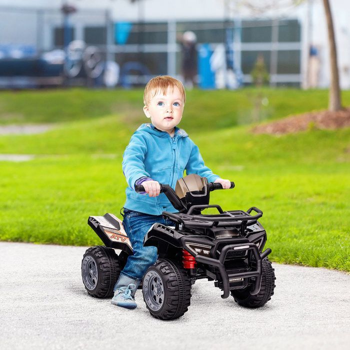 Mini quad eléctrico HOMCOM para niños de 18 a 36 meses, de metal y PP, negro, 70 x 42 x 45 cm.