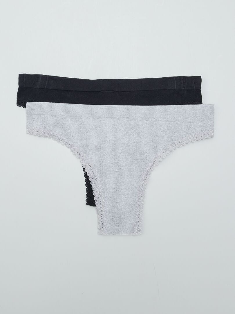 Conjunto de 2 tangas caneladas - CINZA