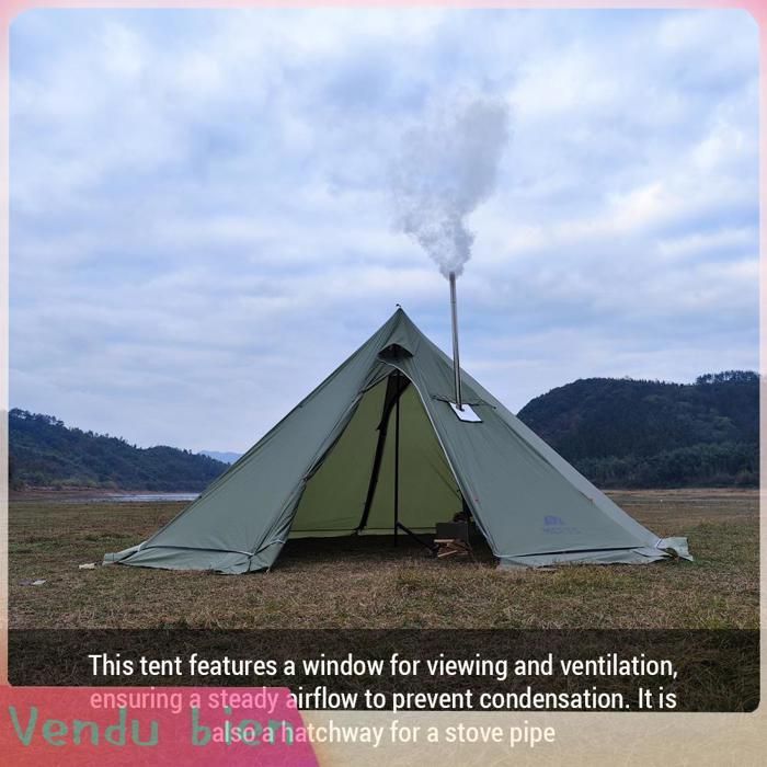 Tenda Tipi calda Garosa per 5-8 persone con presa per stufa, tenda piramidale da campeggio per sport e campeggio, colore verde militare.