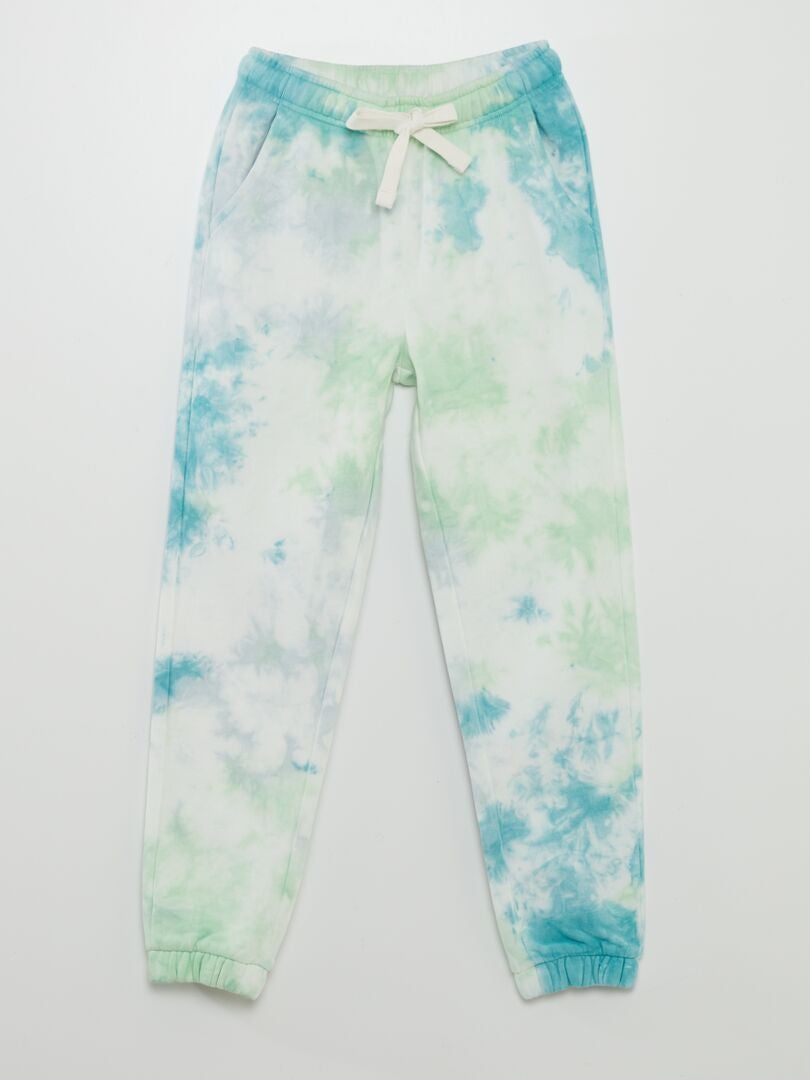 Spodnie dresowe z polaru tie-dye – zielone