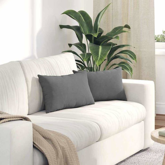 Coussins de canapé en tissu - vidaXL - Gris foncé - 50x30x18 cm - Housses amovibles - Rembourrage polyester