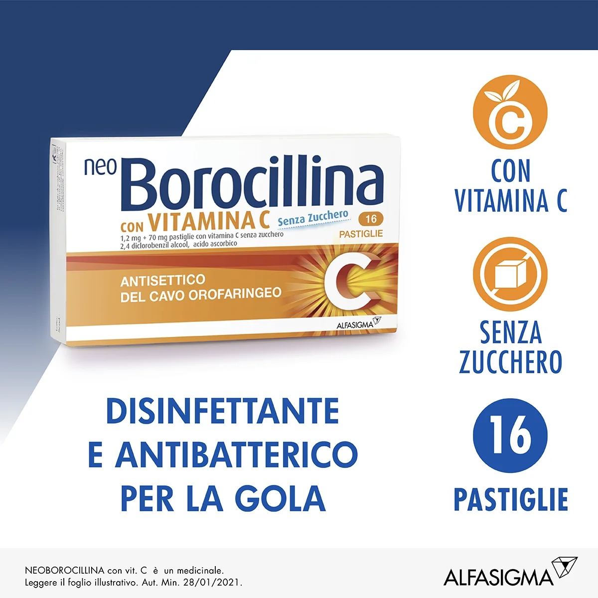 NEOBOROCILLINA Neoborocillin C ohne Zucker 16 Tabletten Mund- und Rachenantiseptikum