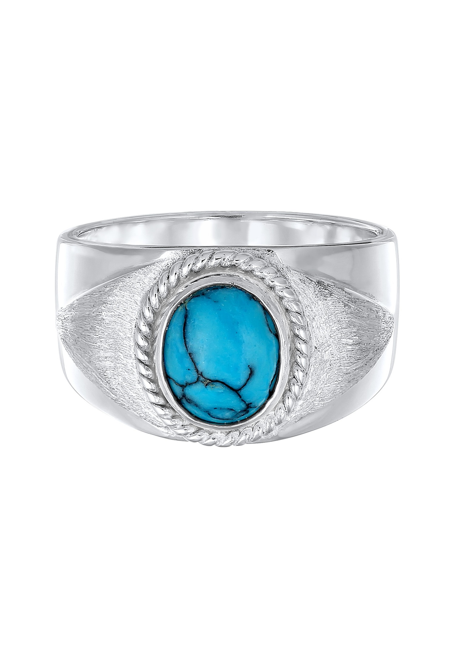 KUZZOI Hommes sceau ovale avec pierre précieuse Howlith en argent sterling 925