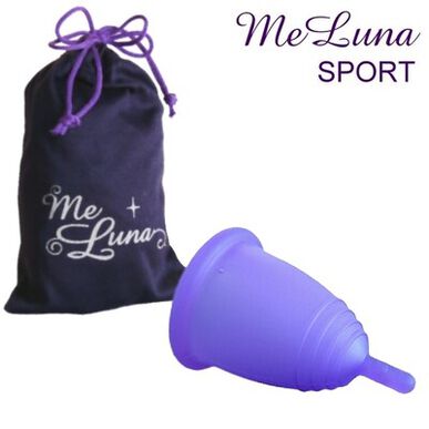 „Me Luna Sport“ menstruacinė taurelė su violetiniu koteliu, M, 1 vnt., 1 vnt.