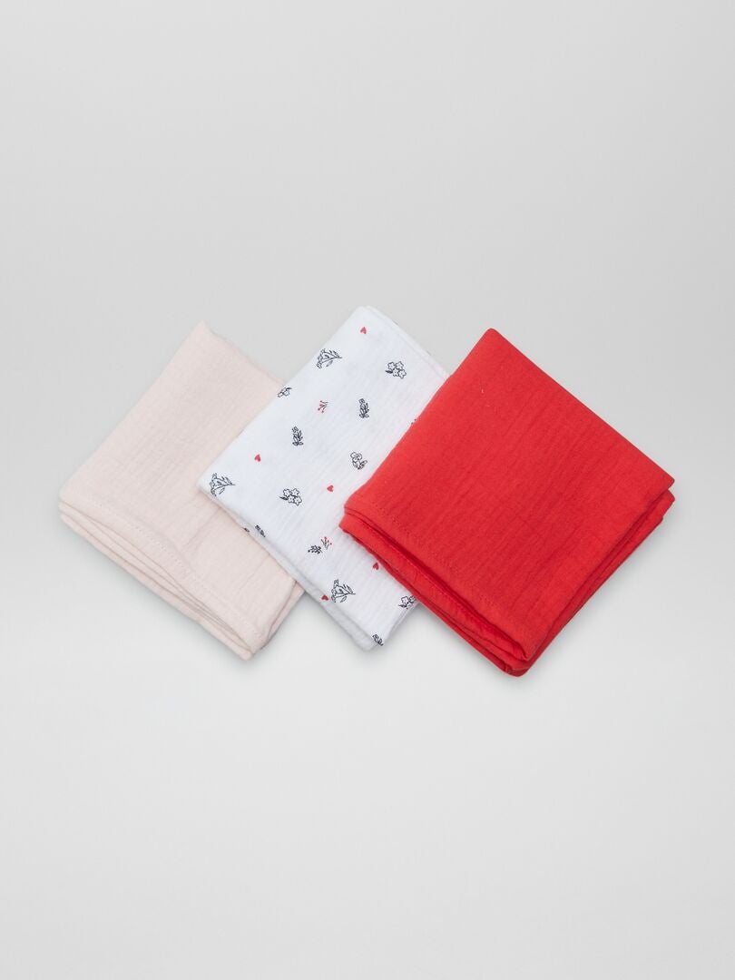 Set van 3 katoenen gaasdekens - WIT