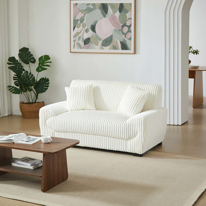 Conjunto de sofá de 3+2 plazas ADEA + sillón en pana beige