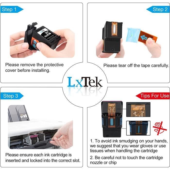 301 XL Remanufactured Ink Cartridges LXTEK 2 Pack Compatible for HP 301 for Deskjet 1000 1010 1050 1050A 1510 1510 1512
