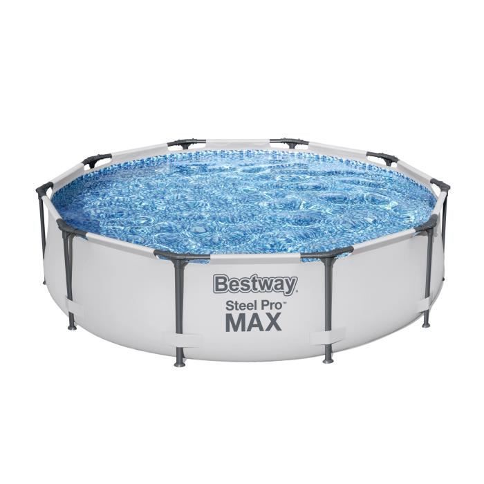 Kit de piscina tubular elevada BESTWAY Steel Pro Max™ - 305 x 76 cm - Redonda + Aspiradora eléctrica Aquascan