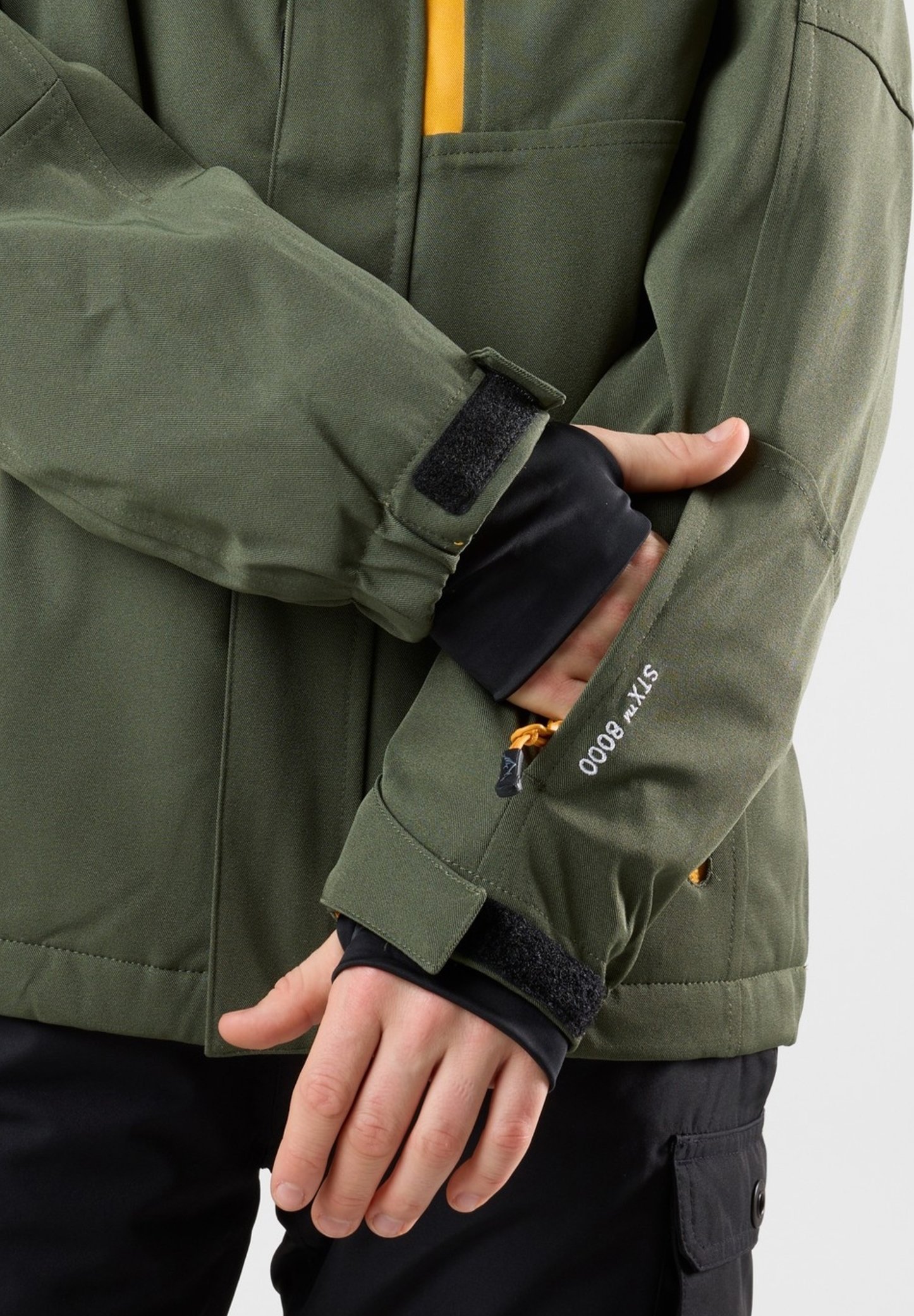 Swedemount ANTON - Veste de snowboard - vert olive foncé jaune moutarde
