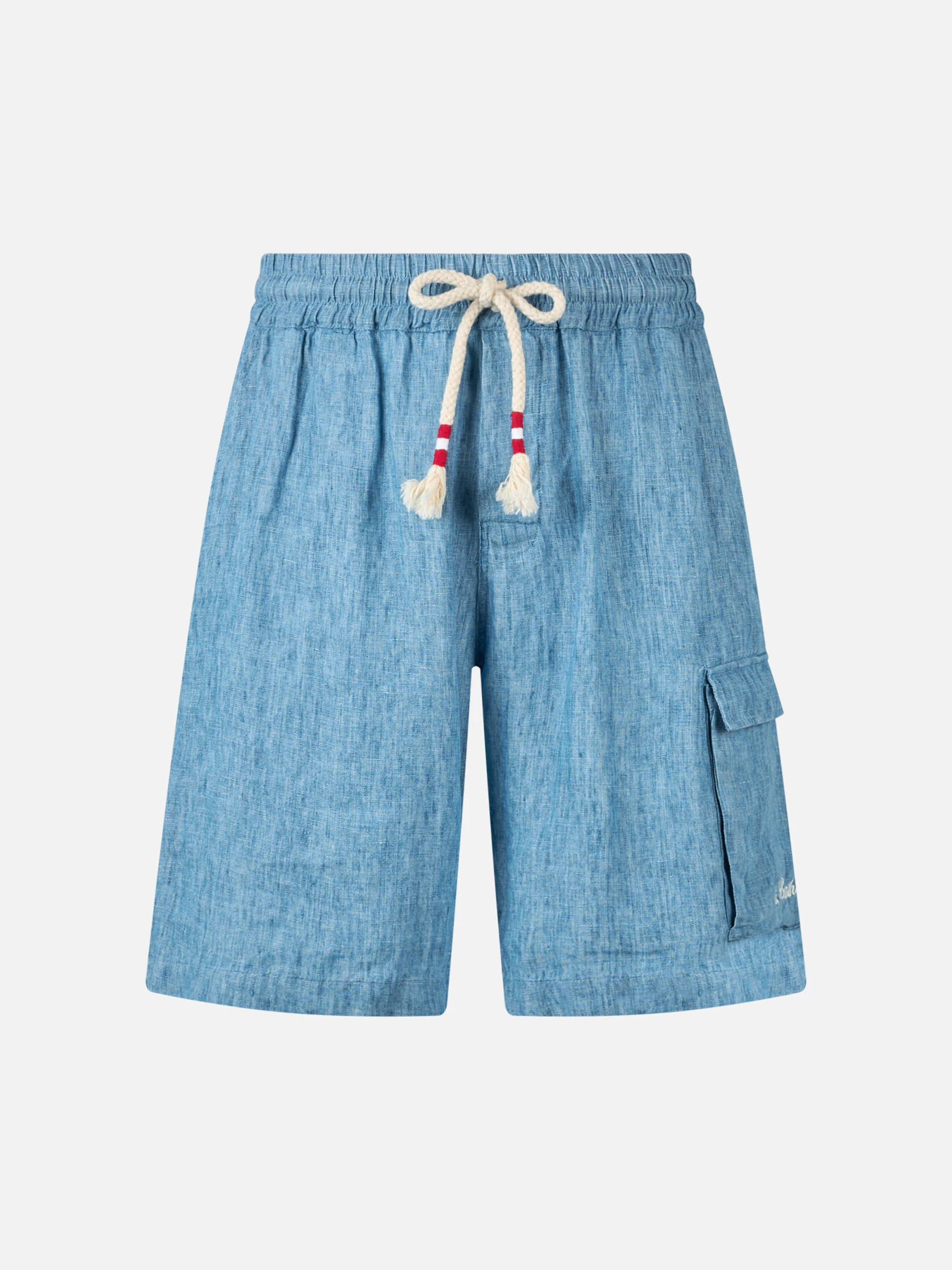 Marseille heren bermudashorts van blauw denim en linnen.