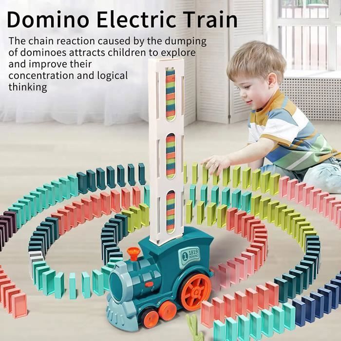 Electric Domino Train Toy, 120 Domino Blocks, Automatic Laying Train, Model Building for Children Ages 3-12