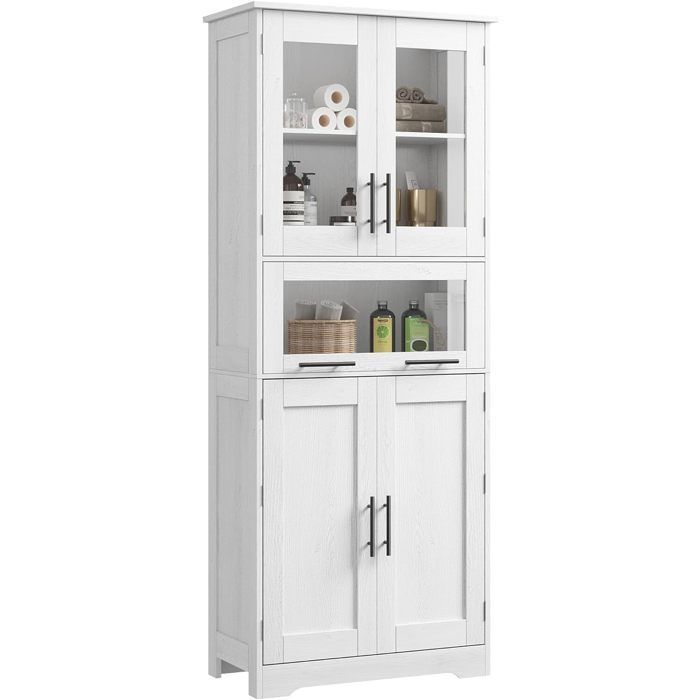 BATHROOM COLUMN - BATHROOM CABINET - 60X30X170 cm with 5 doors and adjustable shelf, WHITE