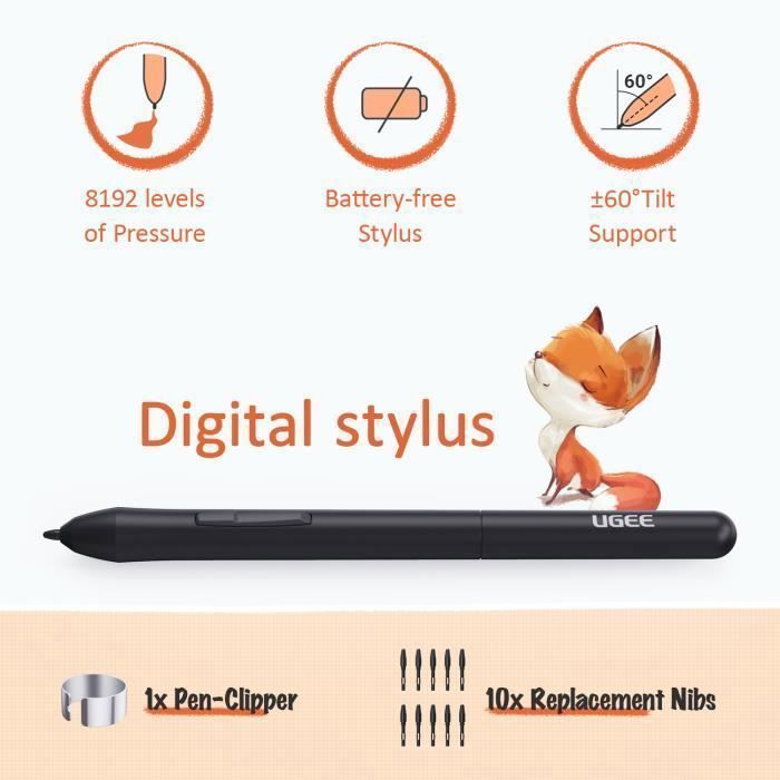 Tavoletta grafica UGEE S640 da 6x4 pollici con stilo passivo, 8192 livelli di sensibilità alla pressione, touchscreen, ideale per principianti.