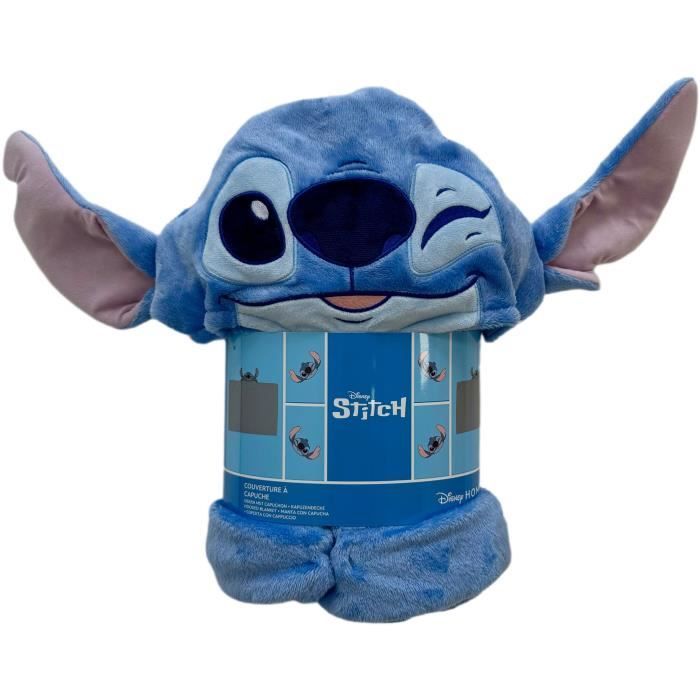 Manta polar 3D con capucha - WORLD TRADE AND TECHNOLOGIES - Stitch - 120 x 150 cm - Ultra suave - Diseño infantil