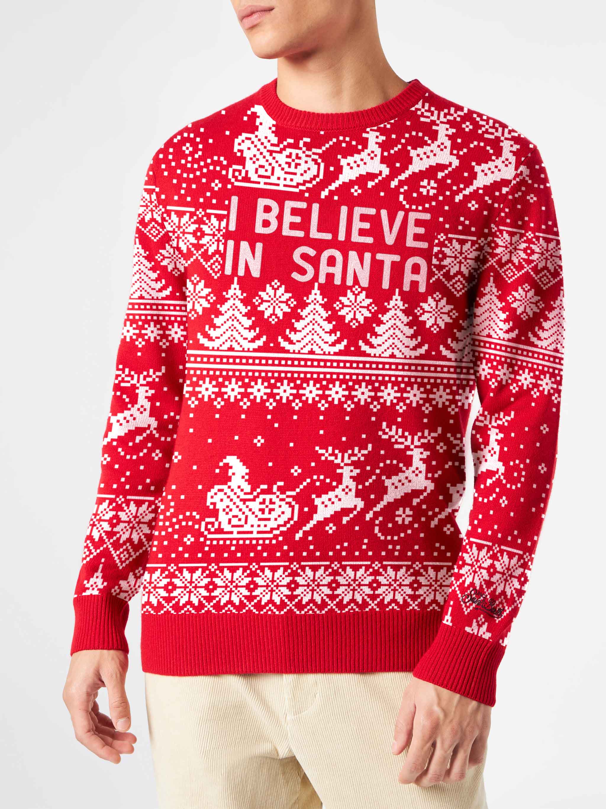 Pull pour homme avec l'inscription « Je crois au Père Noël »