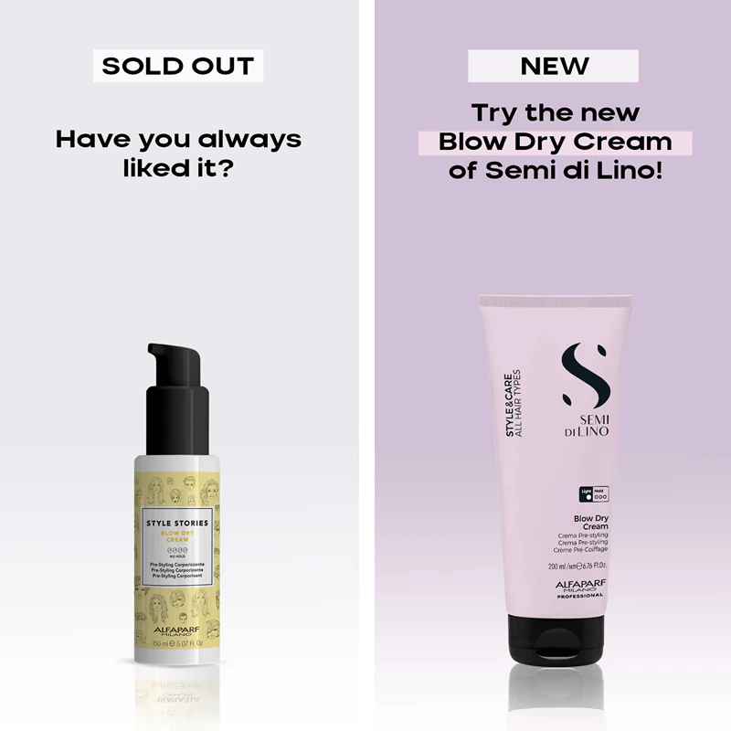 Alfaparf Milano Semi di Lino Style&Care Creme para Secagem com Escova: creme protetor que acelera a secagem dos cabelos, ideal para todos os tipos de cabelo.