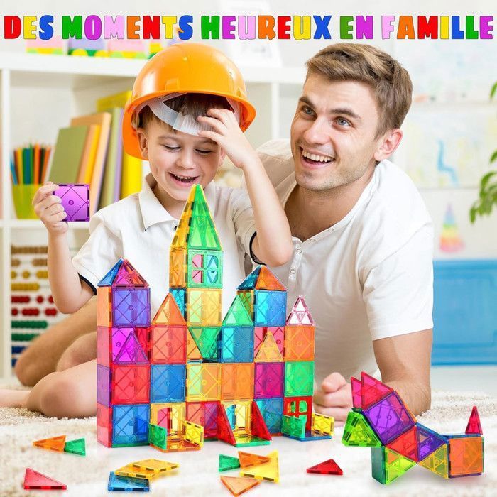 Conjunto de 48 peças de blocos de construção magnéticos - Brinquedo infantil - Brinquedo de construção magnético 3D para crianças de 3, 4, 5, 6, 7 e 8 anos.