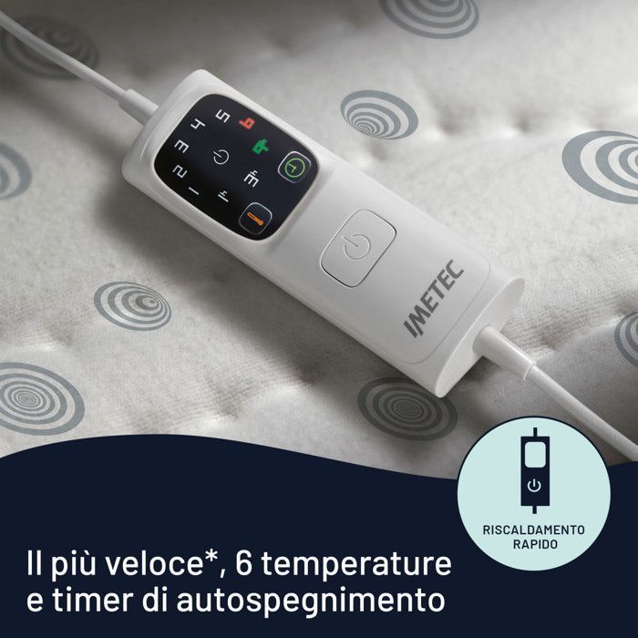 Coprimaterasso riscaldato Adapto per 2 persone - Imetec - 150x120 cm - 6 impostazioni di temperatura - Tessuto 100% cotone