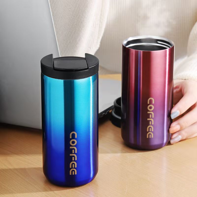 Edelstahl-Kaffeebecher 550 ml / 400 ml, auslaufsichere Thermoskanne, Reise-Thermoskanne, isolierter Becher, Milch-, Tee- und Wasserflasche