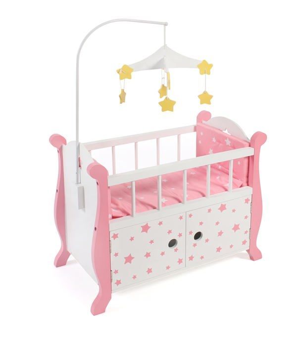 Accessorio per casa delle bambole - BAYER CHIC - 510-88 - Letto con giostrina - MDF ecologico - 46 cm max
