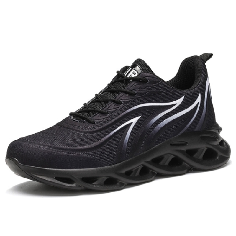 Baskets imprimées flammes pour hommes, style Flying Weave, chaussures de sport confortables pour la course et les activités de plein air, respirantes et décontractées.