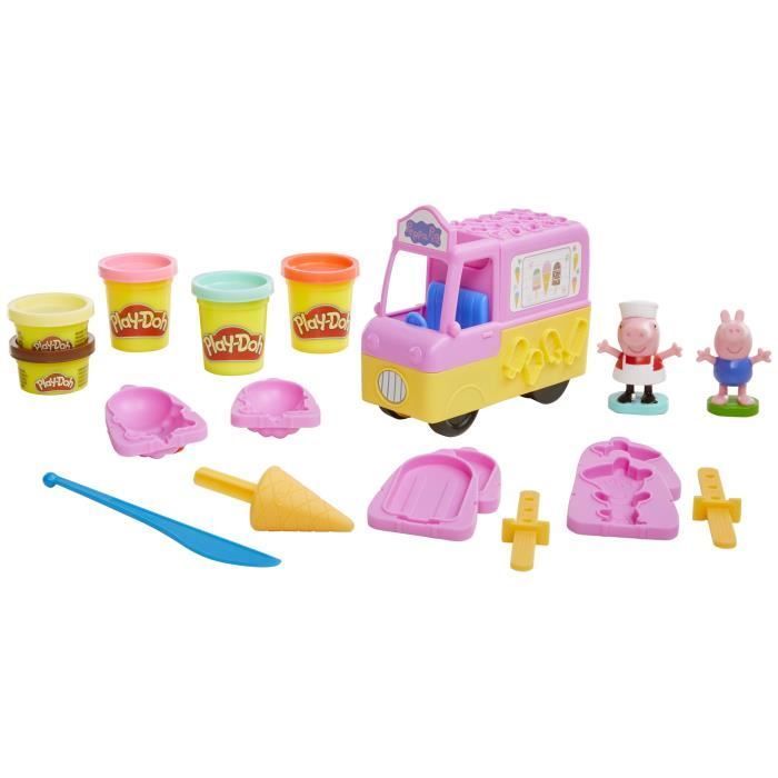Play-Doh Peppa et le camion de glaces, figurines Peppa et George, 5 pots de pâte à modeler, dès 3 ans