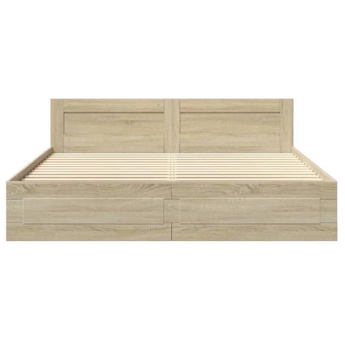 vidaXL Cadre de lit avec tête de lit chêne sonoma 180x200 cm, meubles de chambre à coucher, lit double, sommier, lit, cadre 3295543