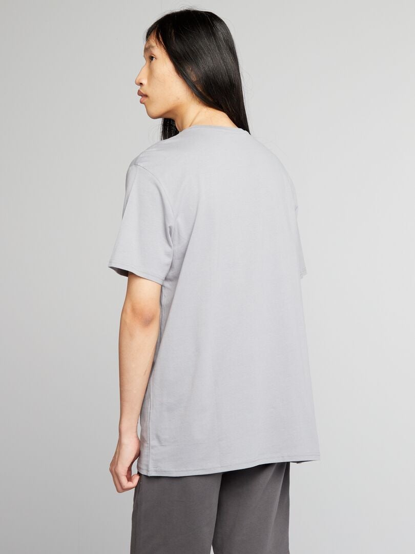 Camiseta de malha com gola redonda - AZUL