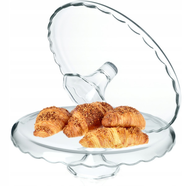 Patera Na Ciasto 32cm Szklana Tort Owoce Na Nodze