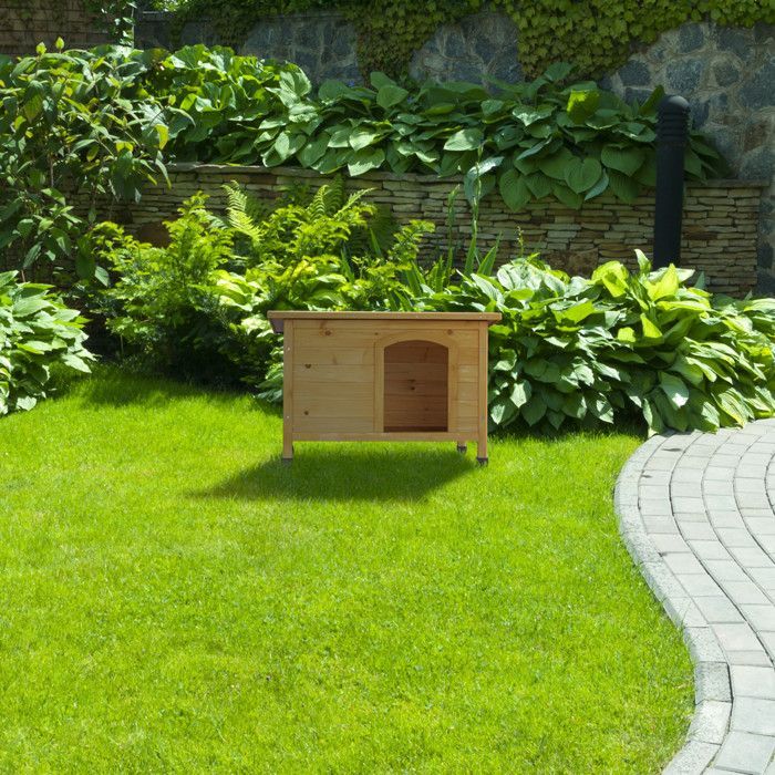 Relaxdays hondenren, HxBxD: ca. 58x86x58 cm, weerbestendig, hout, bitumen dak, naturel zwart