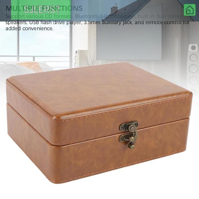 sjlerst Retro CD Player, Portable CD Player with Speakers, Retro Suitcase, CD Music Player with Video Player, Brown
