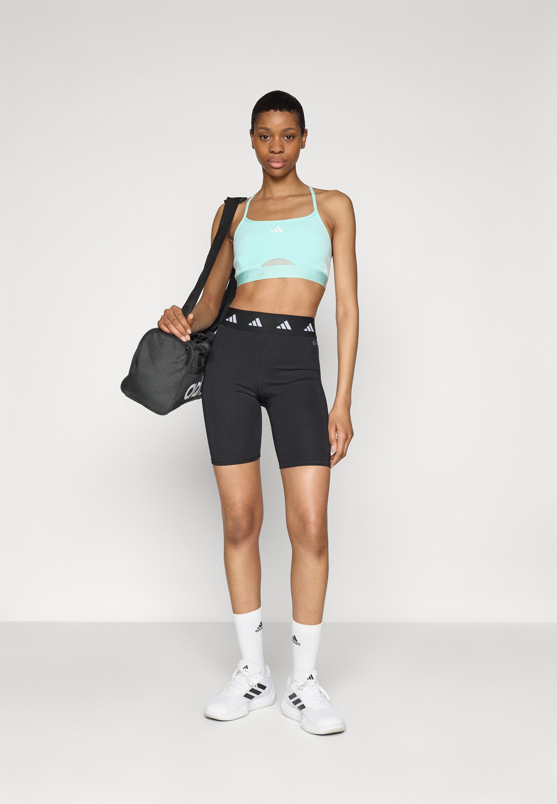 Soutien-gorge de sport adidas Performance HYPERGLAM - Maintien léger - Bleu turquoise/blanc