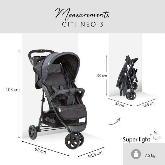 HAUCK - Passeggino compatto - CITI NEO II - 3 ruote - Caviar / Stone