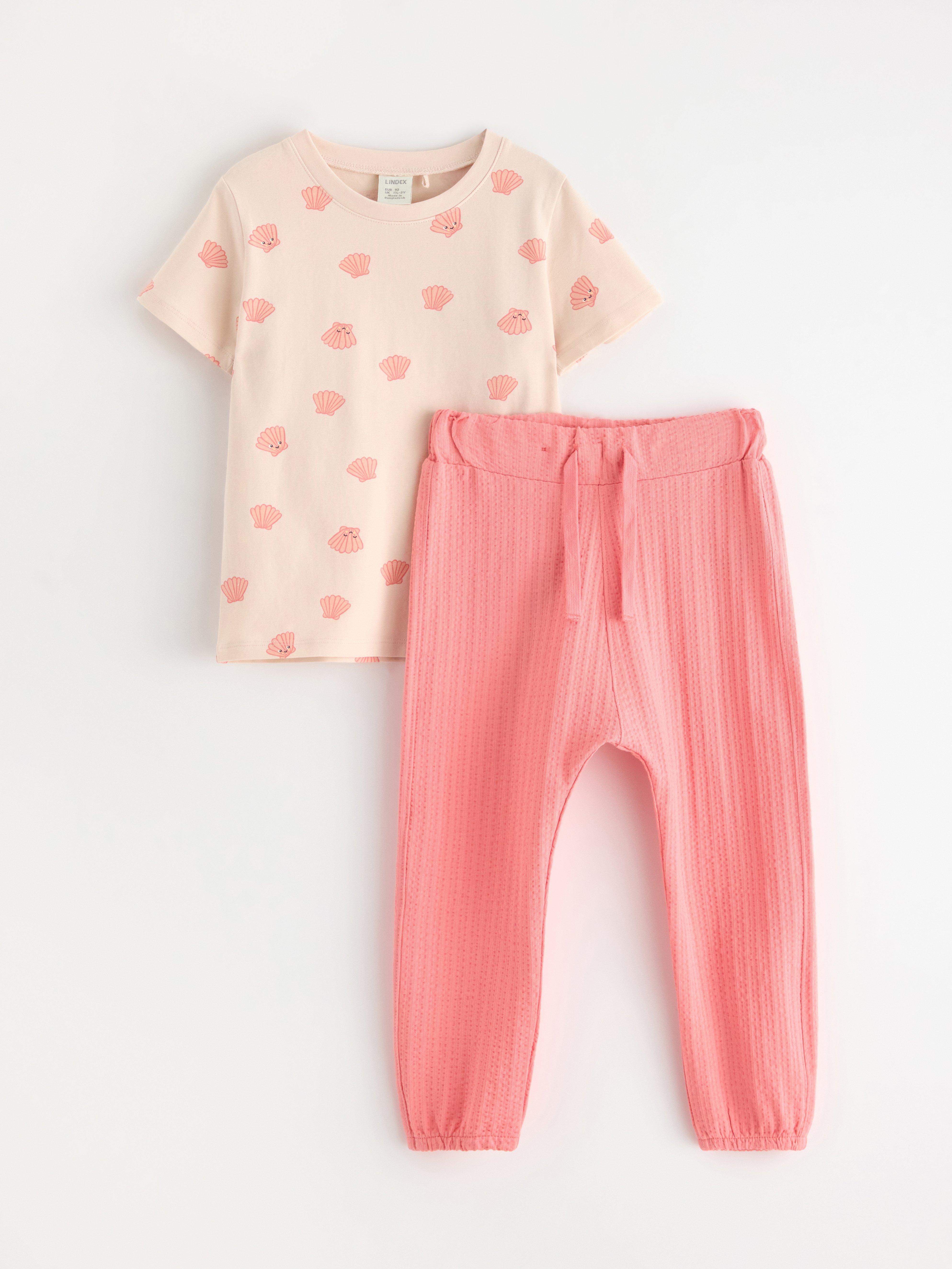Ensemble - t-shirt et pantalon rose clair